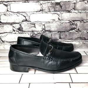 Bruno Magli Pittore Nappa Black Leather Horsebit Loafers Shoes Men Sz 8M US/41EU